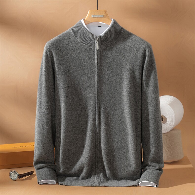 2025年秋季新款百搭男士14针加密小山羊绒拉链开衫，男装羊绒套衫，九爵羊绒
