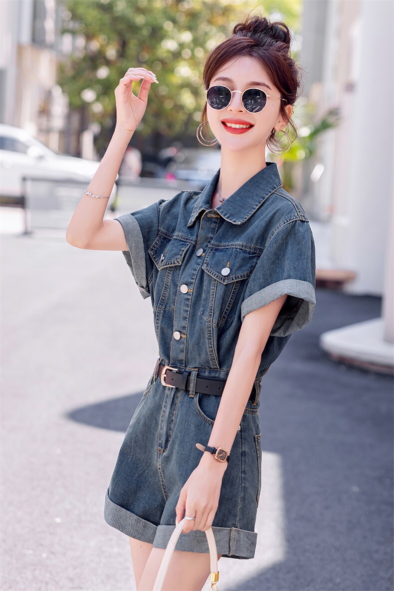 欧货时髦高级牛仔连体短裤潮2026夏新款女气质显瘦休闲小个子,女装连体裤,印象茜