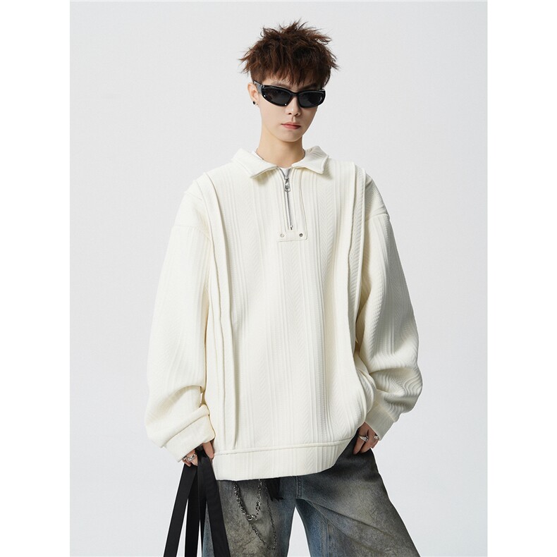 现货WY10167-特P45控88新款高品质大码百搭宽松半拉链卫衣男,男装卫衣,电商A059