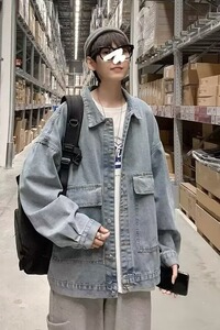 美式牛仔外套男士新款工装夹克春秋ins潮运动痞帅上衣W922-p55图片