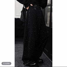 2026新款韩版设计满钻宽松弯刀阔腿休闲裤男潮K1107-P89（网图），男装休闲裤，电商B267