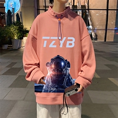 秋款上新青少年运动休闲2022男创意印花半高领港风卫衣W435-P48，男装卫衣，电商A441-1