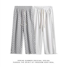 时尚潮流夏季休闲直筒裤特殊格子提花新品男裤XD8807-P60-控78，男装休闲裤，星座717