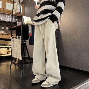 加绒竖条纹休闲裤男士韩版潮流帅百搭垂感2024冬ins长裤K6003-P43图片