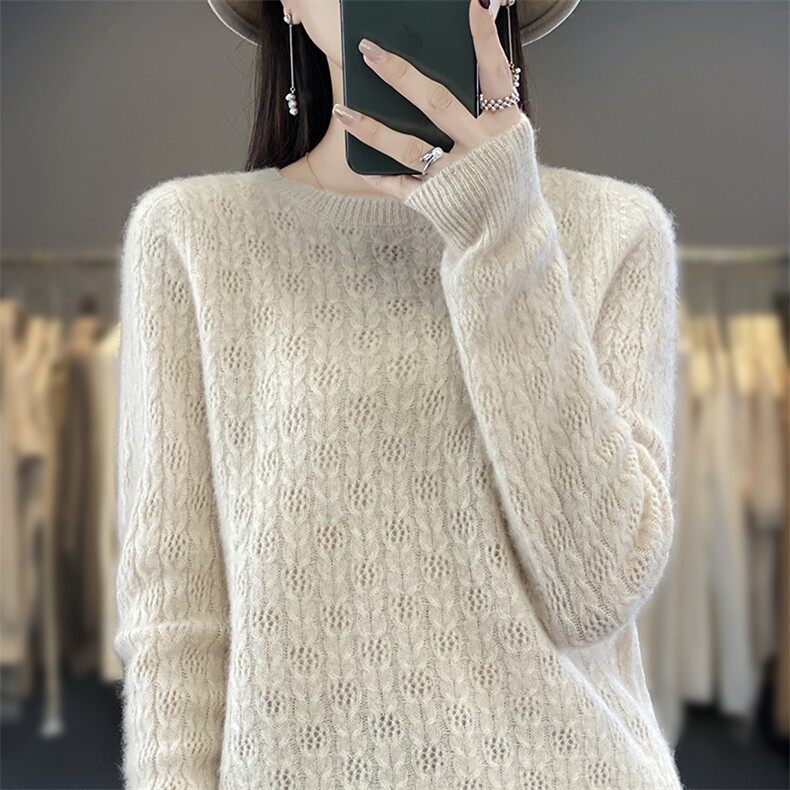 显瘦高级感羊毛加厚圆领羊毛衫2024年秋季,女装羊毛衫,邓利维