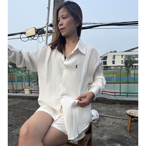 高级慵懒学院风男女长袖衬衫短裤棉麻透气凉爽套装高质量TC01图片