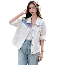 美式中袖爆款牛仔外套女2025春秋季新款韩版简约宽松时尚夹克上衣，女装短外套，纯色衣恋