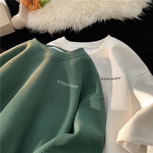 新款华夫格字母刺绣T恤短袖平铺M~5XL　XZ604-DT403-P25控38图片