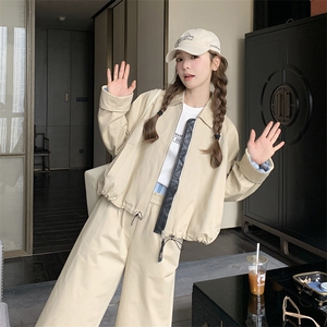 韩版小众设计2025春装ootd穿搭减龄休闲棒球服夹克外套长裤图片