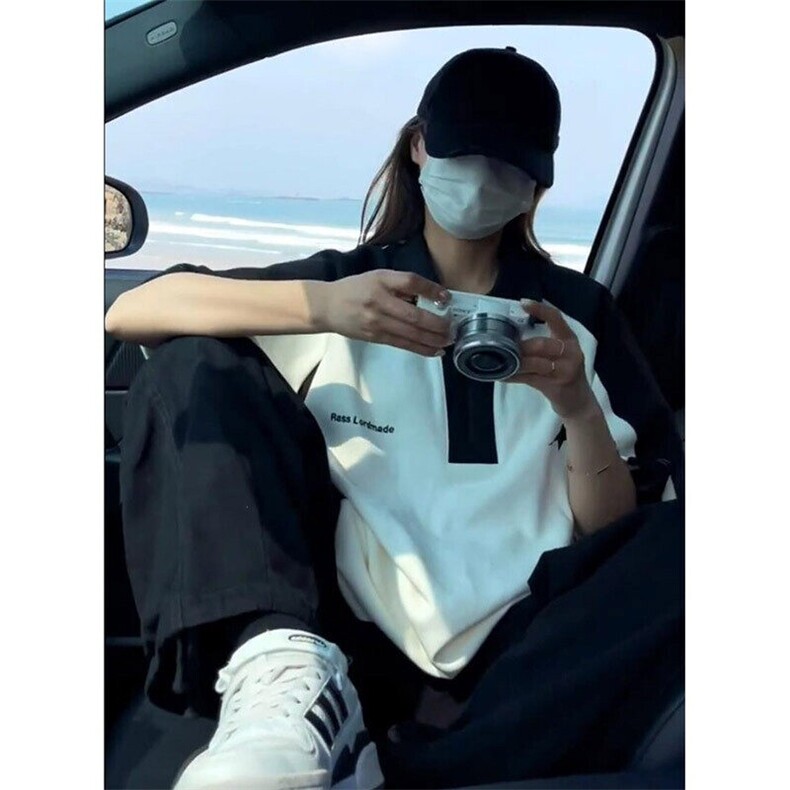 复古港风polo衫撞色短袖t恤女夏季新款ins潮宽松上衣PLD2299-P30图片