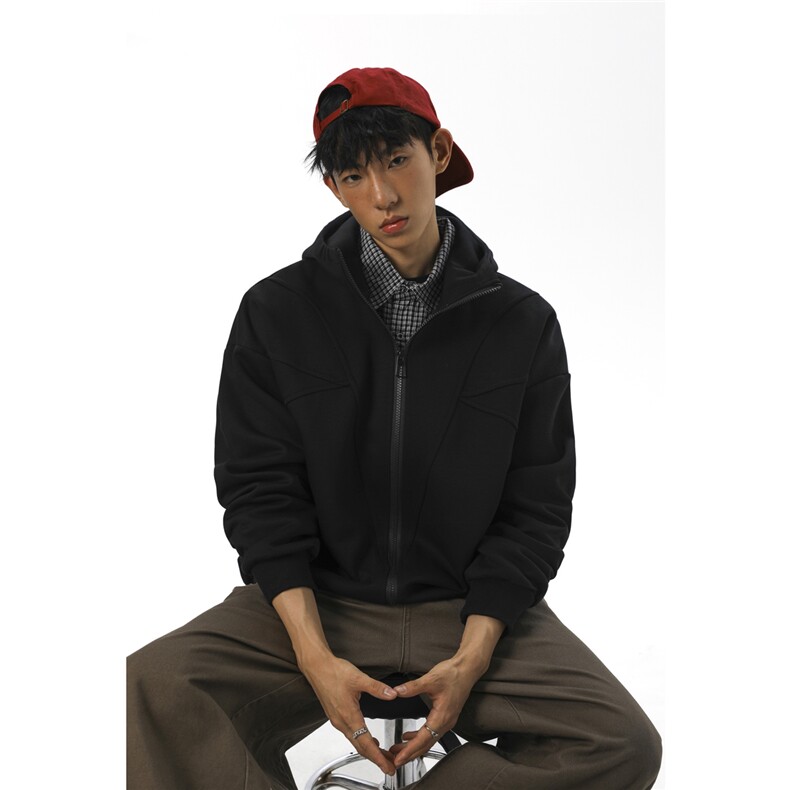 2026春季新款400克重磅拼接结构连帽卫衣WY928-P65控108,男装卫衣,电商A072
