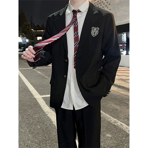 学院风男生西服上衣ins英伦风学生痞帅西装外套班服潮JKW67图片