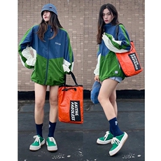 时尚休闲大方气质百搭拼3色外套，其它，L·H·X