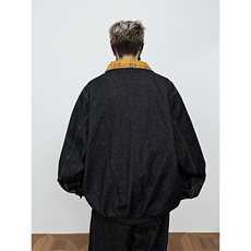 美式复古格子拼接棒球服皮衣夹克潮男女情侣宽松外套，男装皮衣，星座715-4