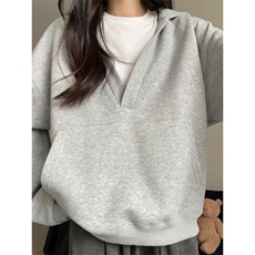 QC032-P65连帽v领卫衣女春秋冬百搭外套女上衣宽松，女装卫衣/绒衫，星座617A-2