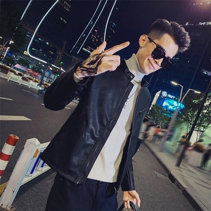 312A-5-X57-P120新款皮衣男韩版立领机车服青年水洗皮夹克b图片