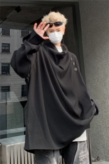 中性风设计感山本耀司不规则立领衬衫男复古暗黑风高级感纯色衬衣，男装衬衫，星座505-2（原电商A260-1)