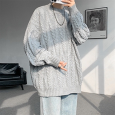 8XL-M麻花毛衣男休闲大码慵懒风情侣圆领针织衫线衣外套MY1512P65，男装针织衫/毛衣，电商B238