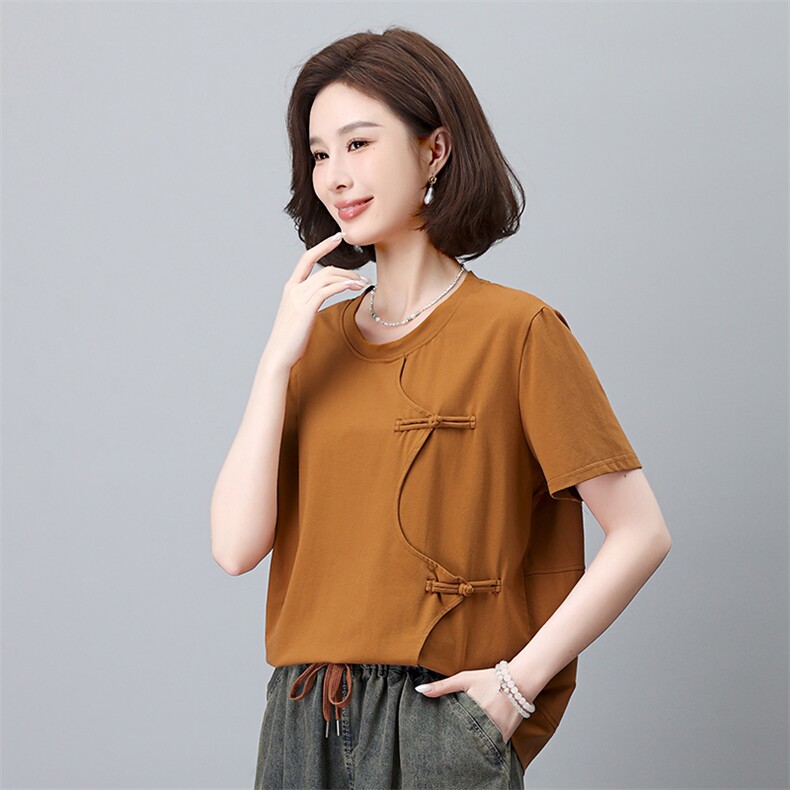 新款女装宽松显瘦短袖T恤时尚百搭舒适棉质上衣夏季必备单品,女装T恤,叶笙衣