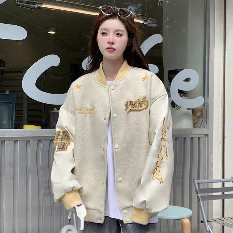 棒球服外套春秋2025新款美式宽松设计感百搭学院风刺绣夹克上衣图片