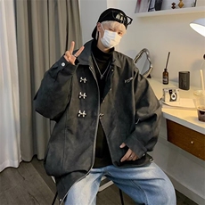 美式复古飞机扣PU皮外套男女春秋宽松休闲夹克JK21-P93，男装夹克，星座308B-2