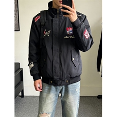 W11100-P73网图现货春季新款防风棒球服翻领夹克机车刺绣外套，男装夹克，星座1608