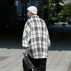 22秋冬日系港风百搭小香风夹克外套格子衬衫宽松潮中性H218/P55，男装衬衫，钱塘713