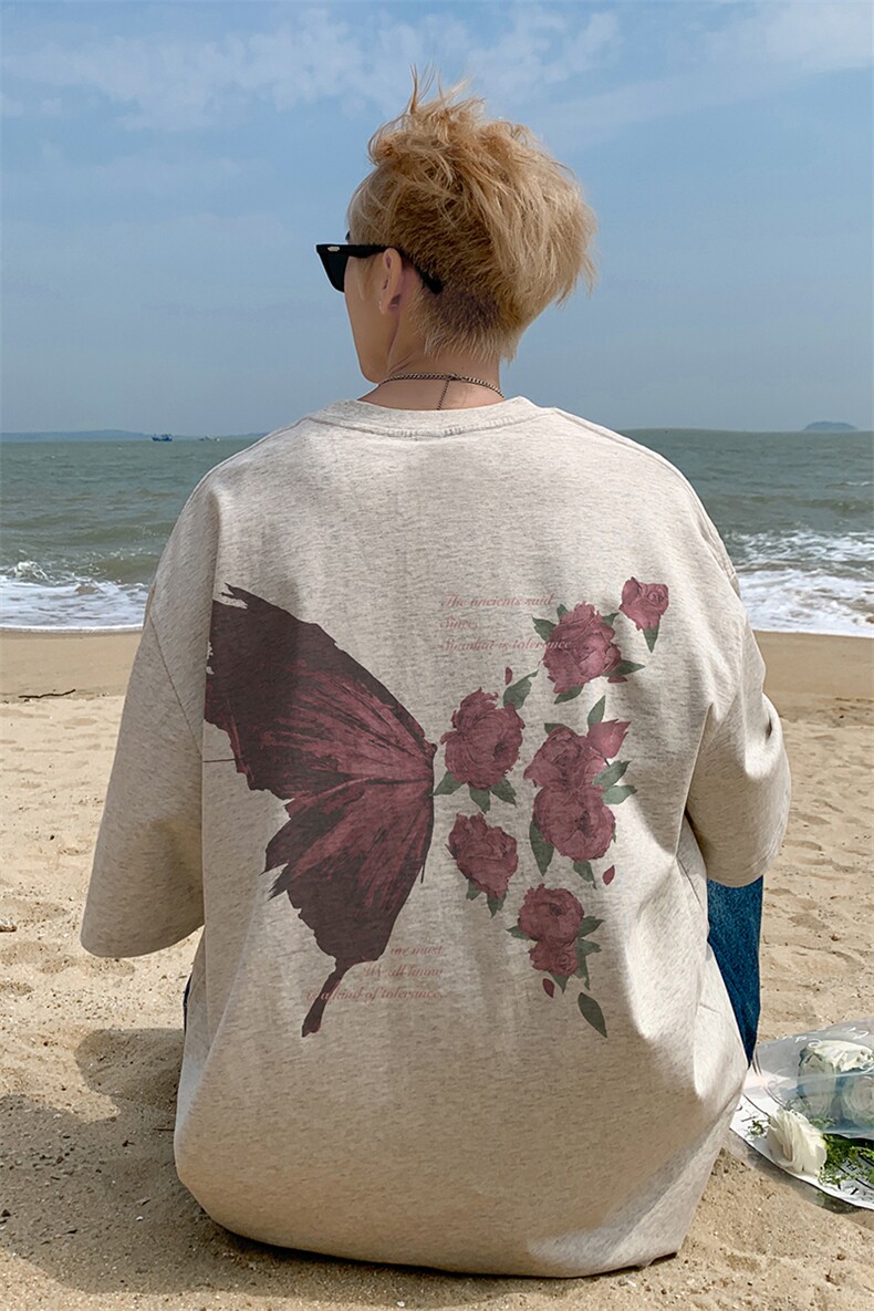 已注册/夏季外景纯棉高街青年印花短袖T恤男宽松打底衫DT9998/P25,男装T恤,电商B316
