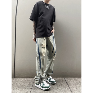 B221 美式ins高街小众个性男女破洞牛仔裤 LK23001-P65 控88图片