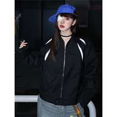 美式复古撞色拼接翻领夹克男女春秋款宽松休闲百搭情侣外套潮，男装夹克，星座516A