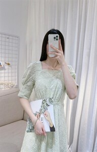 DINO BIENS【现货】 夏季新款  定制方领蕾丝连衣裙图片