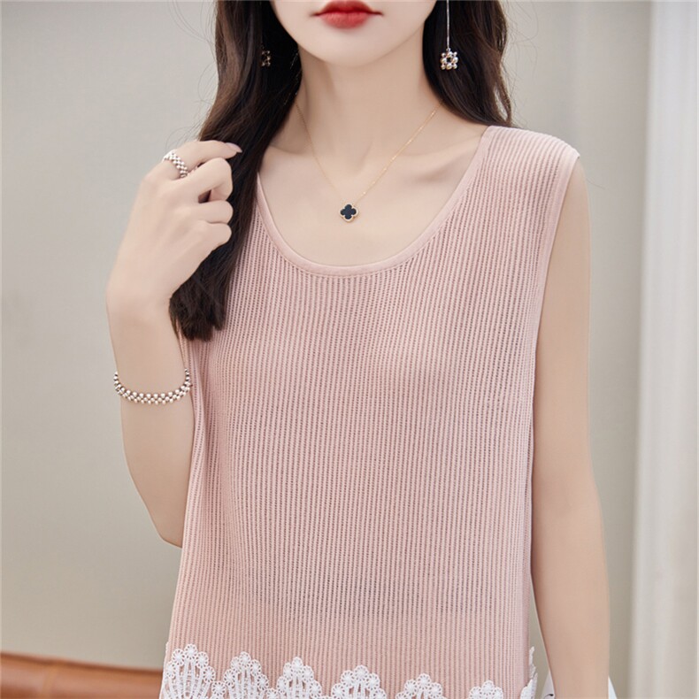 时尚修身显瘦钩花背心吊带女夏季新款无袖针织衫内搭打底上衣,女装背心吊带,暖姿羊绒