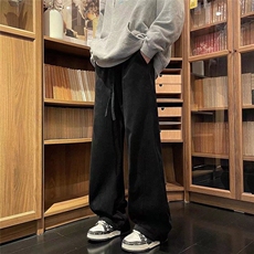 美式复古灯芯绒休闲裤男冬季宽松直筒纯色潮牌垂感阔腿裤A661/P40，男装休闲裤，星座506