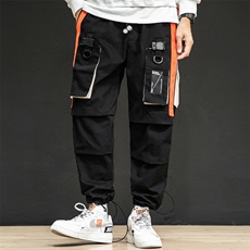 037P30黑墙秋季新品休闲宽松休闲工装裤束脚裤大口袋拼接潮男，男装休闲裤，电商A026-1