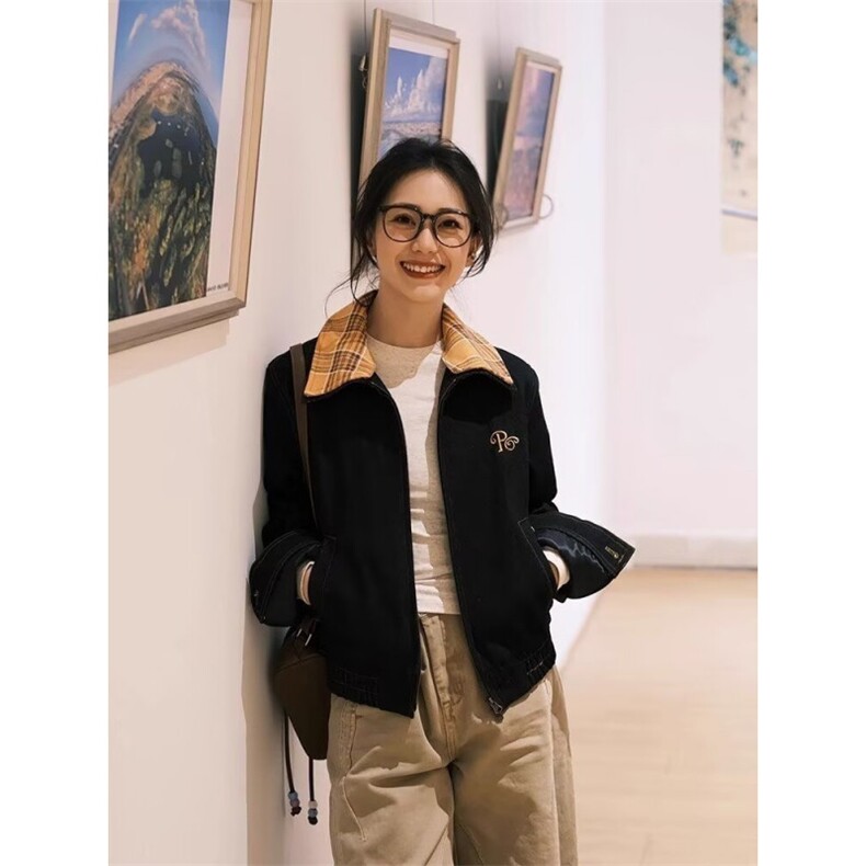 美式复古翻领牛仔外套男女2026新款设计感小众工装短款夹克上衣,男装工装外套,星座601-1