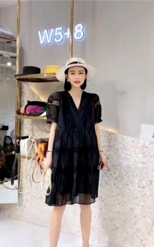 DG898夏季新款2021甜美气质显瘦拼蕾丝系绳收腰娃娃裙,女装,L·H·X