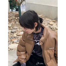 网络图现货！立领PU皮短款棉服外套高级设计感小众棉服RG138-P100，男装棉衣，星座1005-6