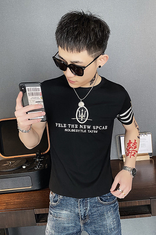 312A-7315-P35新款社会小伙短袖T恤修身男士潮流半袖体恤C,男装T恤,星座312A-5