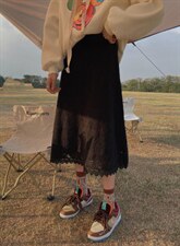 爆-磨毛系列-针织蕾丝半裙，女装半身裙，新袖