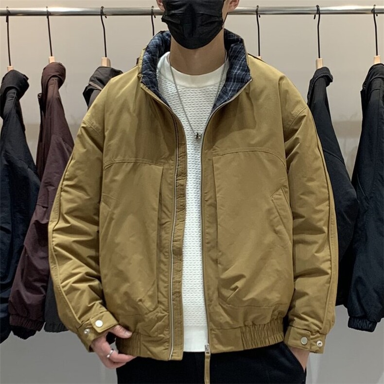 标50绒轻熟风格纹拼接立领羽绒服YR02-P200,男装羽绒服,星座313A(原308A-2)