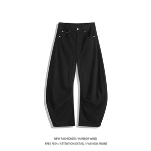 夏季新款美式高街褶皱设计感宽松弯刀休闲裤B315-K25602-p65控88图片