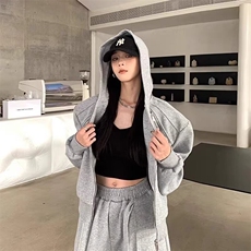 cleanfit短款垫肩卫衣男士秋冬高级感痞帅连帽衫美式高街小众外套，男装T恤，星座506A