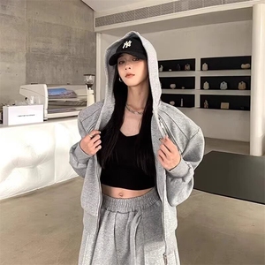 cleanfit短款垫肩卫衣男士秋冬高级感痞帅连帽衫美式高街小众外套图片
