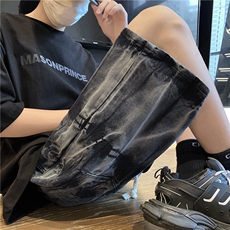 美式扎染水洗牛仔裤中裤宽松系带松紧短裤B315-K23238-P45控58，男装牛仔裤，电商B315