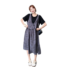 夏季新品复古风拼接假两件连衣裙2C236M206P135K188，女装连衣裙，2C236