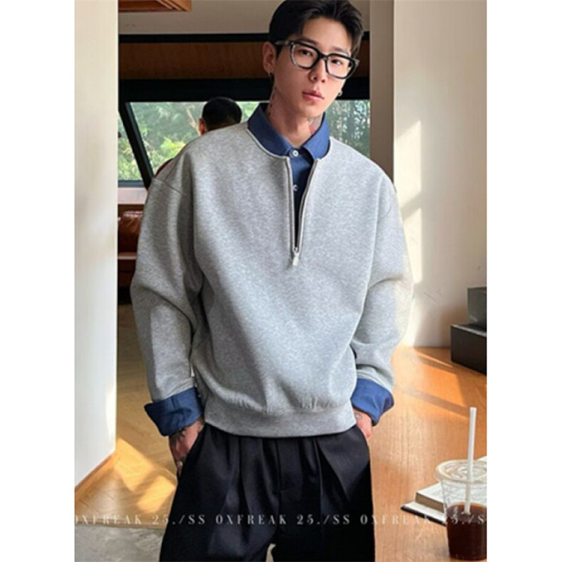 秋冬加绒肌理立领半拉链卫衣男士宽松休闲打底衫WY581,男装T恤,星座1116A（原606A-3）