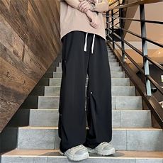 裤子男夏季薄款冲锋裤设计感宽松直筒冰丝长裤KZ83，男装休闲裤，星座1116A-1（原606A）
