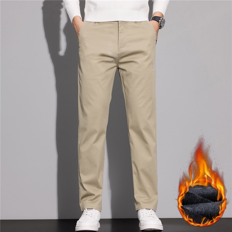 秋冬加绒厚款保暖精梳棉休闲裤男直筒显高显瘦弹力简约现货裤子男，男装棉衣，星座224-1