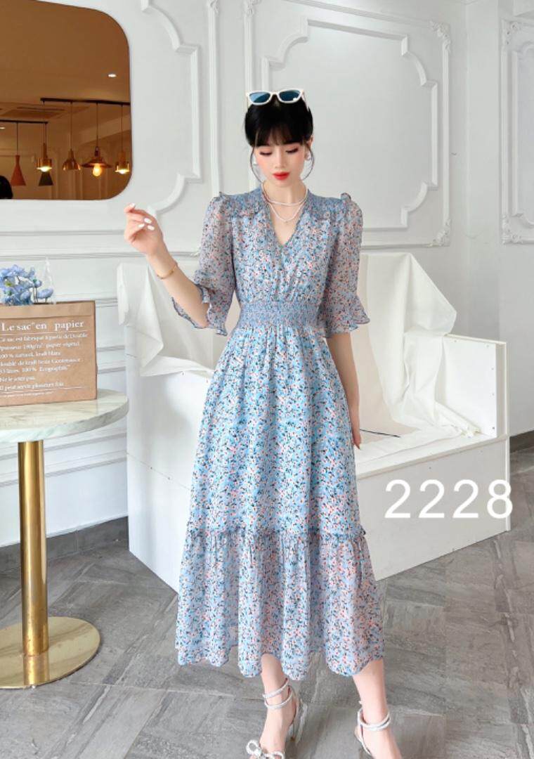 【现货】2022夏季新款韩版碎花雪纺连衣裙，女装连衣裙，珍·洛曼