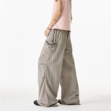 抖音品质夏季新款美式高街飘带宽松冰丝裤B315-K25592-特p35控68，男装休闲裤，电商B315